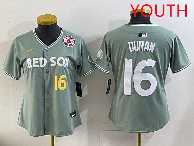 Youth 2025 Boston Red Sox #16 Duran Light Green Joint Name Nike MLB Jersey style 16